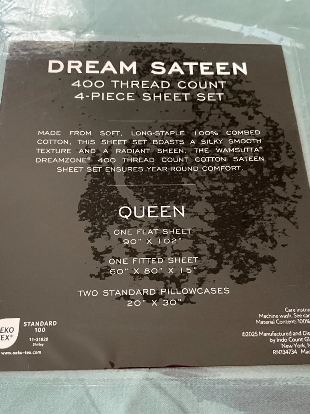 NWT WAMSUTTA Dream Zone 400TC Cotton Sateen Queen Sheet Set Teal Aqua